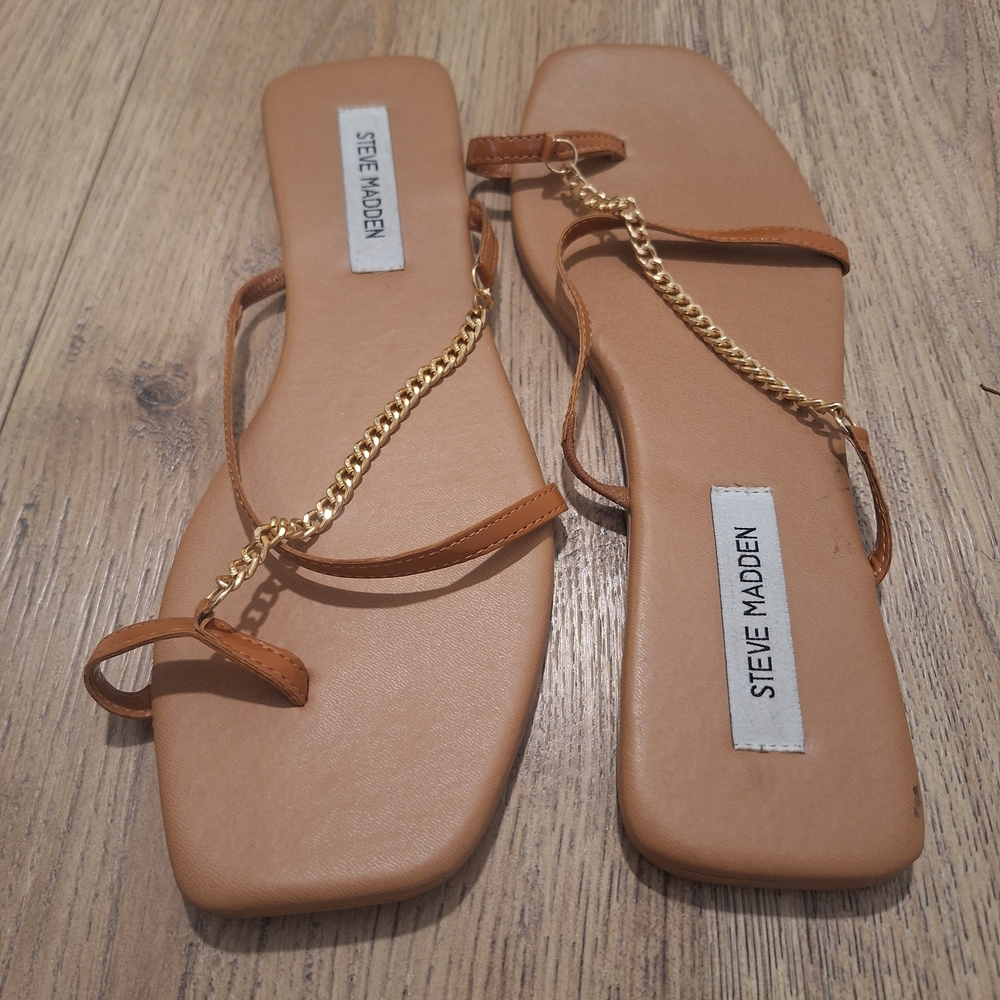Steve Madden Brown Sandals with Gold Accent